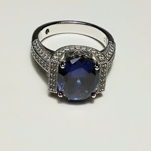Vanna K 925 Silver Blue Tanzanite cz Ring Sz 8